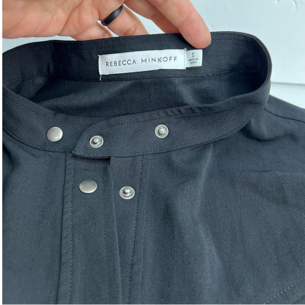 Rebecca Minkoff Callie Black Button Down Shirt Dress Small Pockets No Belt - Picture 6 of 10